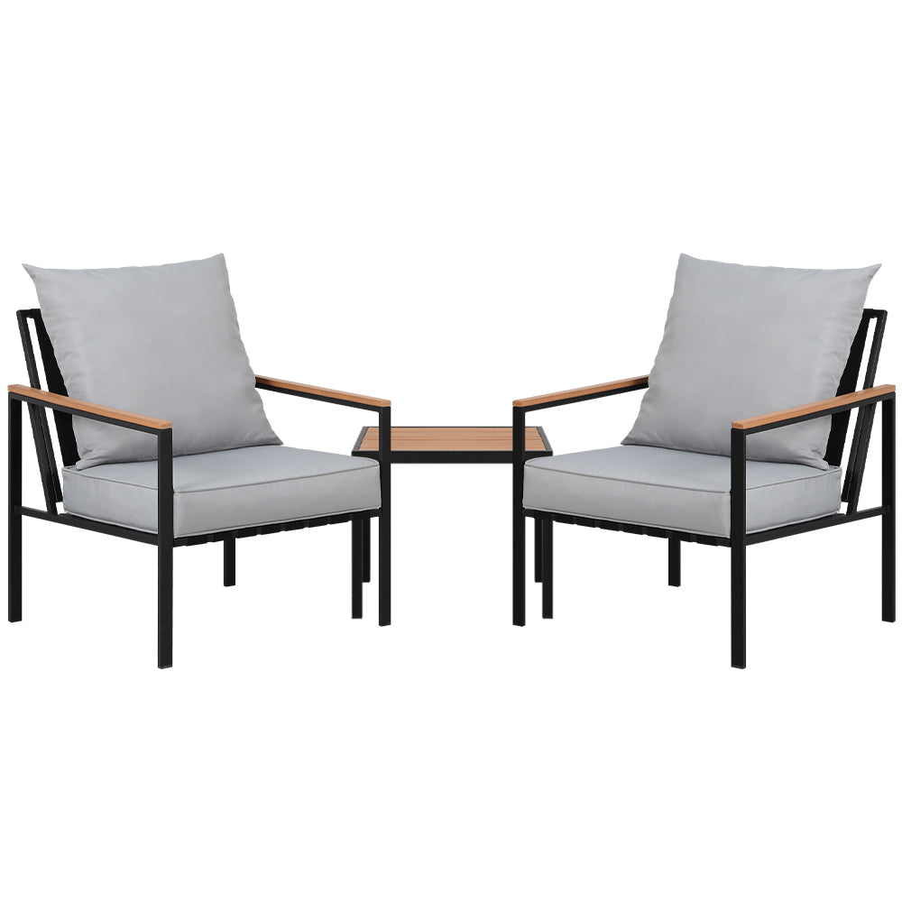 Gardeon Outdoor Furniture 3pcs Lounge Setting Bistro Set Chairs Table Patio Gardeon