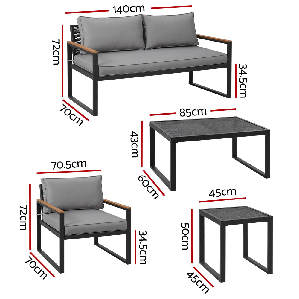 Gardeon Outdoor Sofa Set 3-Seater Corner Modular Lounge Setting Steel Gardeon