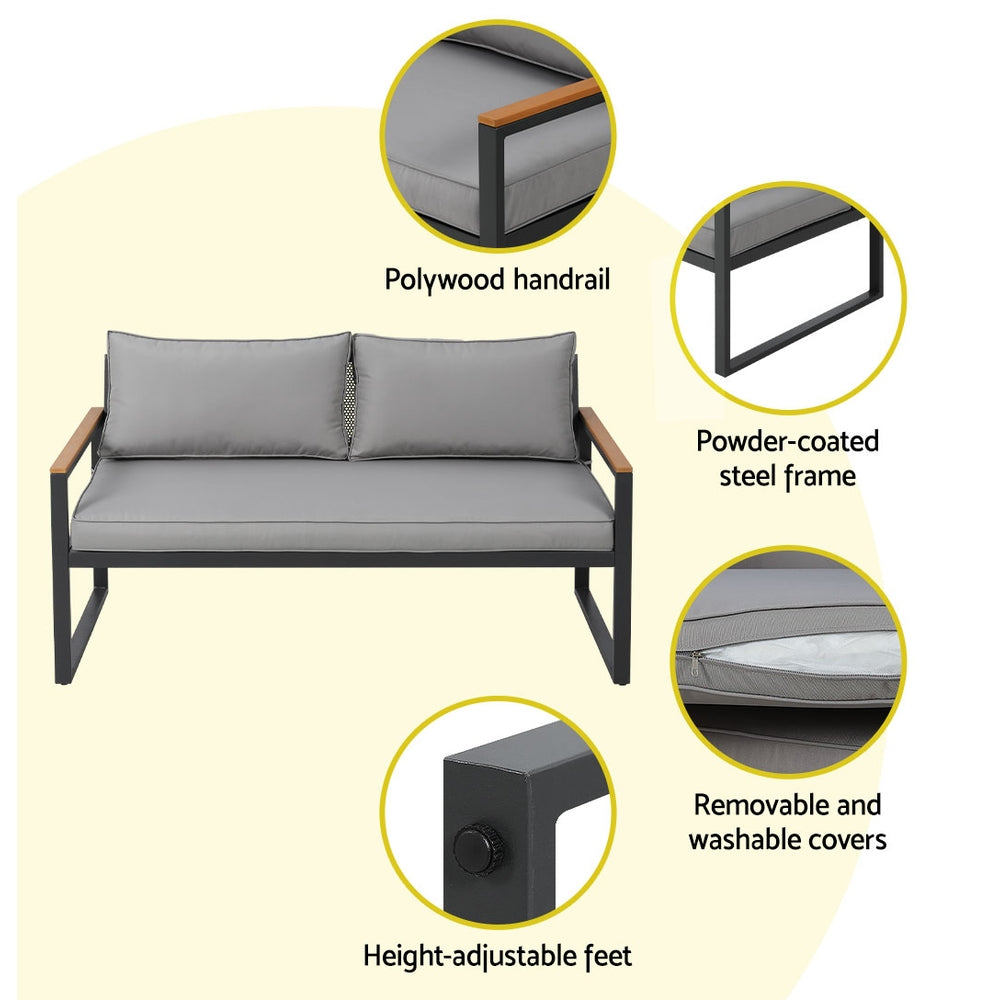 Gardeon Outdoor Sofa Set 3-Seater Corner Modular Lounge Setting Steel Gardeon