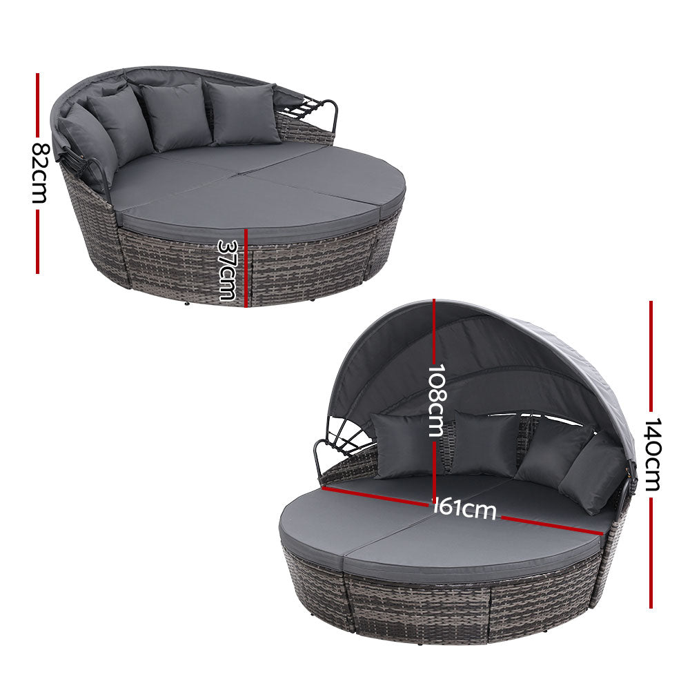 Outdoor Lounge Setting Patio Furniture Sofa Wicker Garden Rattan Cushion Grey freeshipping - Awezingly
