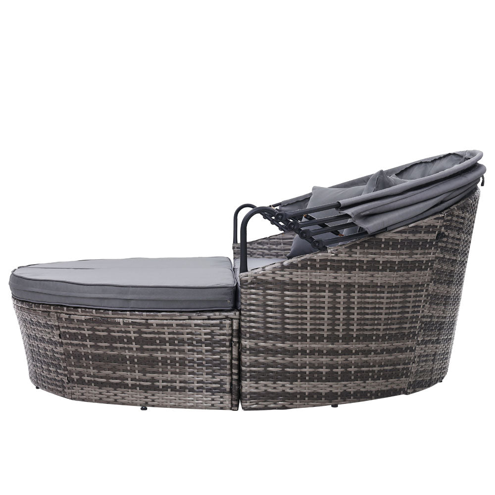 Outdoor Lounge Setting Patio Furniture Sofa Wicker Garden Rattan Cushion Grey freeshipping - Awezingly