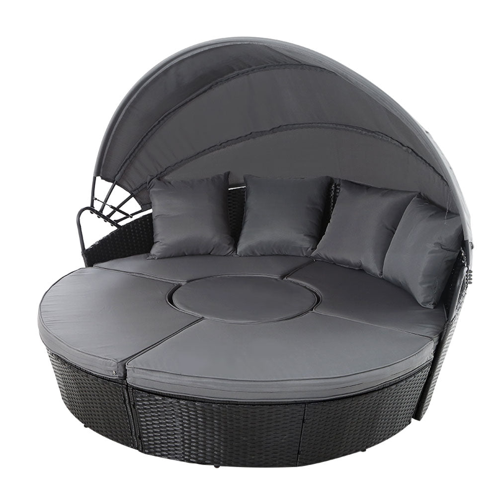 Outdoor Lounge Setting Patio Furniture Sofa Wicker Rattan Garden Chairs Black freeshipping - Awezingly