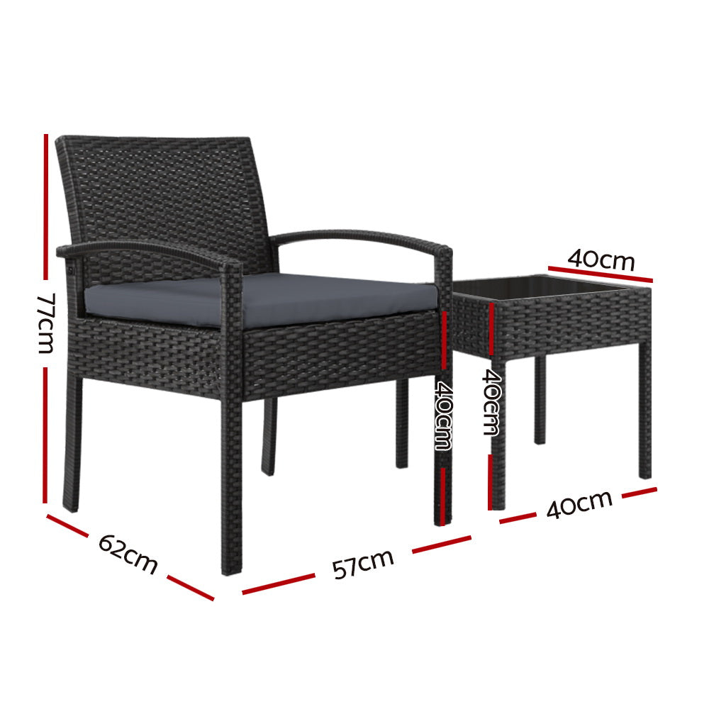 Gardeon 3-piece Outdoor Set - Black freeshipping - Awezingly
