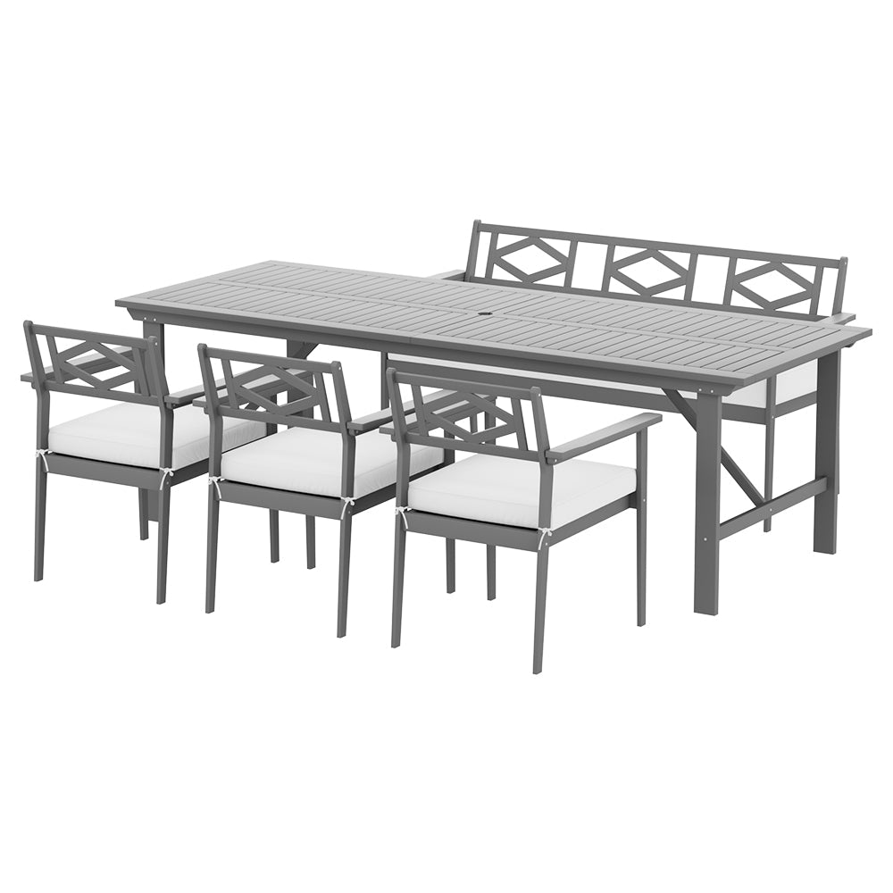 Gardeon 6-seater Outdoor Furniture Dining Chairs Table Patio Garden Acacia Wood Gardeon