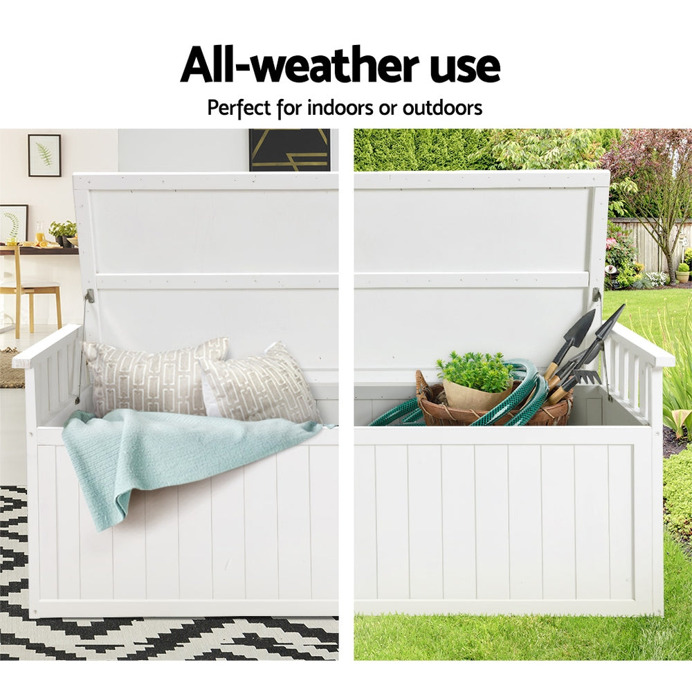 Gardeon Outdoor Storage Box Wooden Garden Bench 129cm Chest Tool Toy Sheds XL Gardeon
