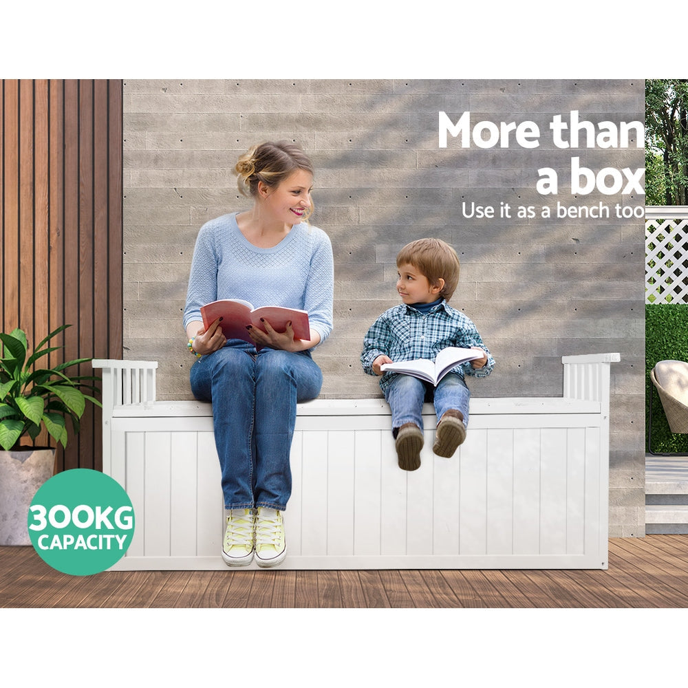 Gardeon Outdoor Storage Box Wooden Garden Bench 129cm Chest Tool Toy Sheds XL Gardeon