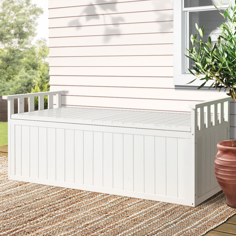 Gardeon Outdoor Storage Box Wooden Garden Bench 129cm Chest Tool Toy Sheds XL Gardeon