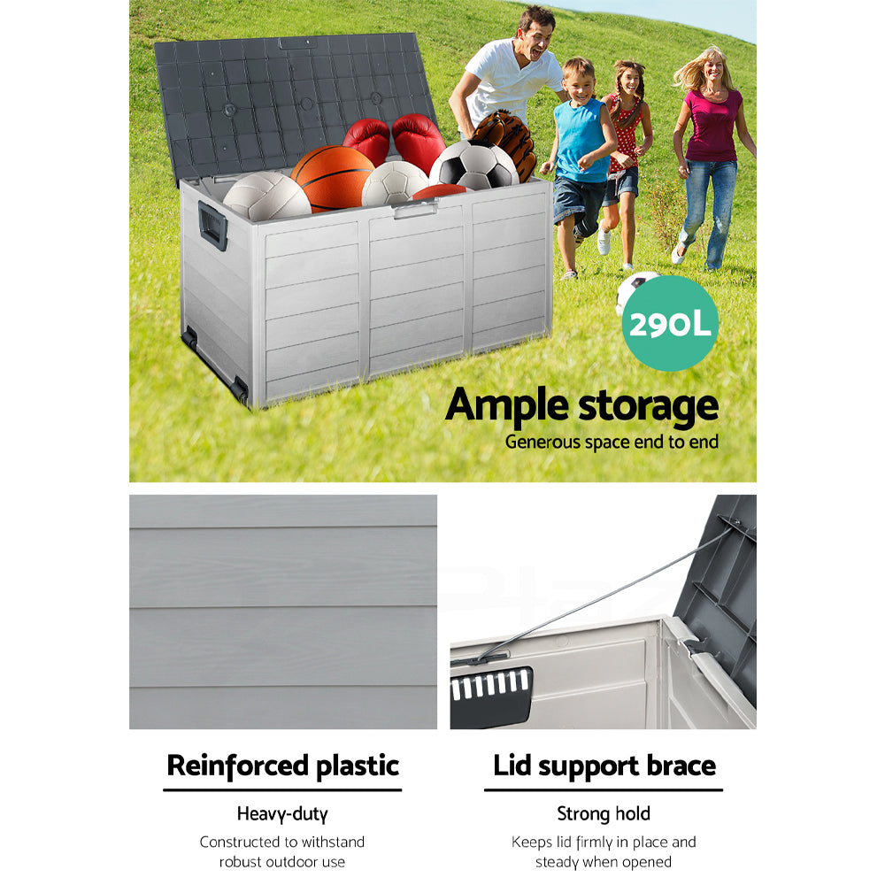 Gardeon 290L Outdoor Storage Box - Grey freeshipping - Awezingly
