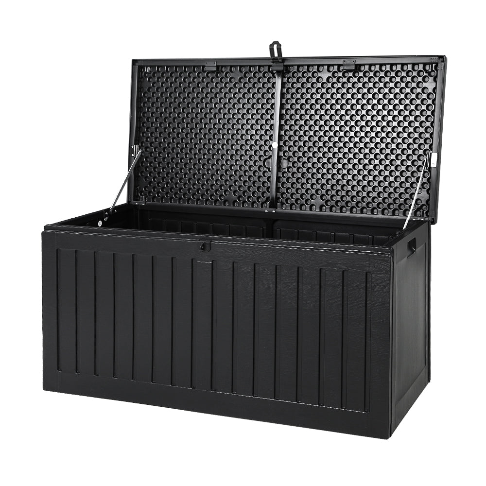Gardeon Outdoor Storage Box Container Garden Toy Indoor Tool Chest Sheds 270L Black freeshipping - Awezingly