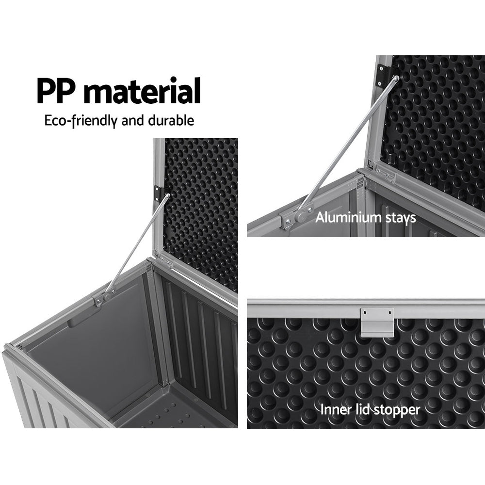 Gardeon Outdoor Storage Box Container Garden Toy Indoor Tool Chest Sheds 270L Dark Grey freeshipping - Awezingly