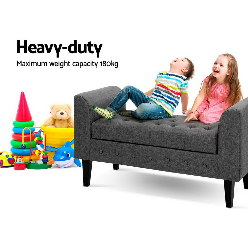 Artiss Fabric Storage Ottoman - Grey Artiss