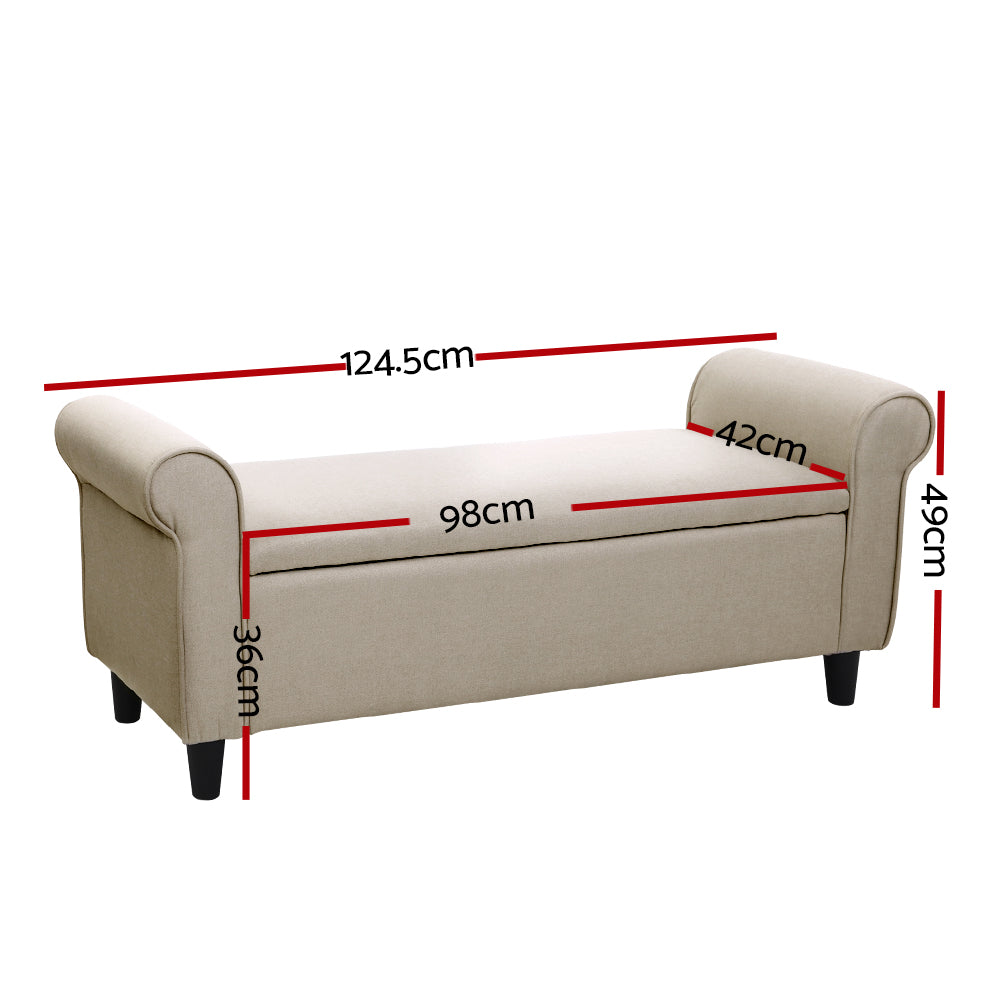 Artiss Storage Ottoman Blanket Box Linen Fabric Large Artiss