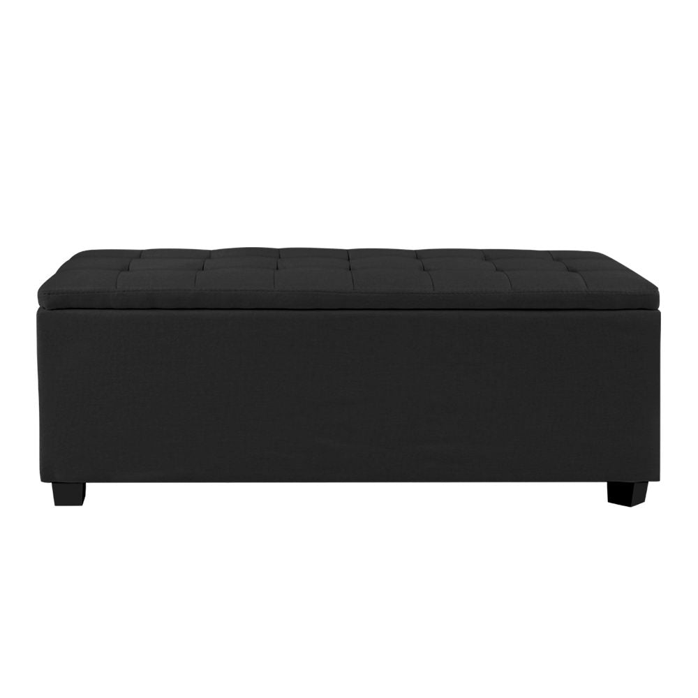 Artiss Storage Ottoman Blanket Box Black Fabric Footstool Chest Couch Seat Toy Artiss