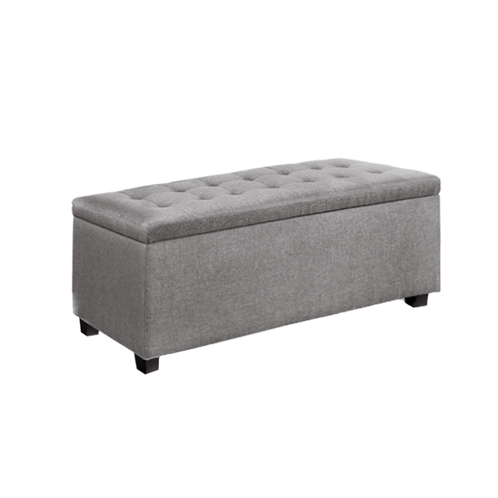 Artiss Large Fabric Storage Ottoman - Light Grey Artiss