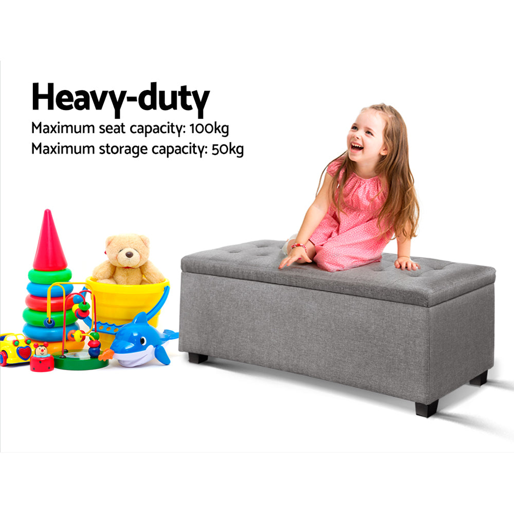 Artiss Large Fabric Storage Ottoman - Light Grey Artiss