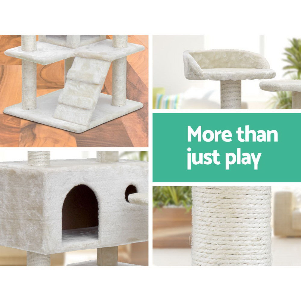 i.Pet Cat Tree 134cm Trees Scratching Post Scratcher Tower Condo House Furniture Wood Beige freeshipping - Awezingly