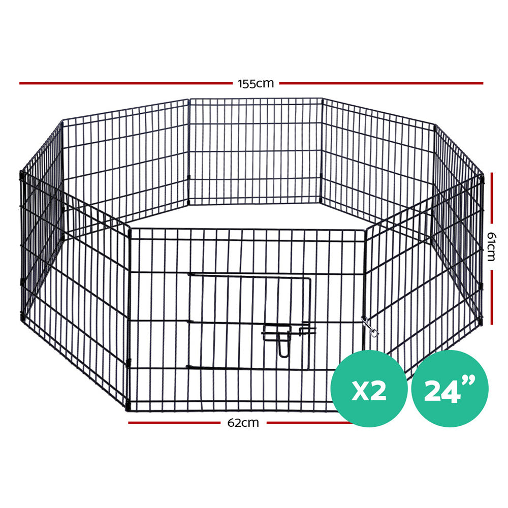 i.Pet 2X24 8 Panel Pet Dog Playpen Puppy Exercise Cage Enclosure Fence Play Pen