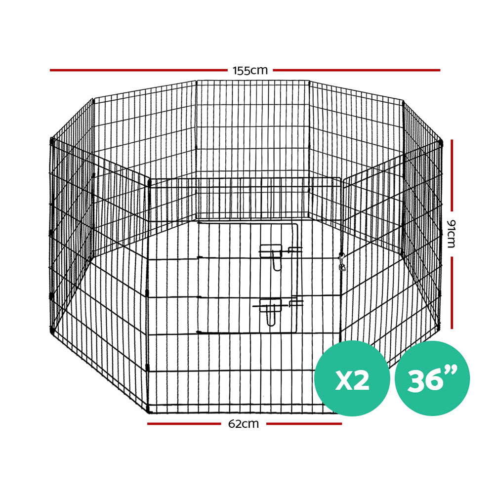 i.Pet 2X36 8 Panel Pet Dog Playpen Puppy Exercise Cage Enclosure Fence Play Pen