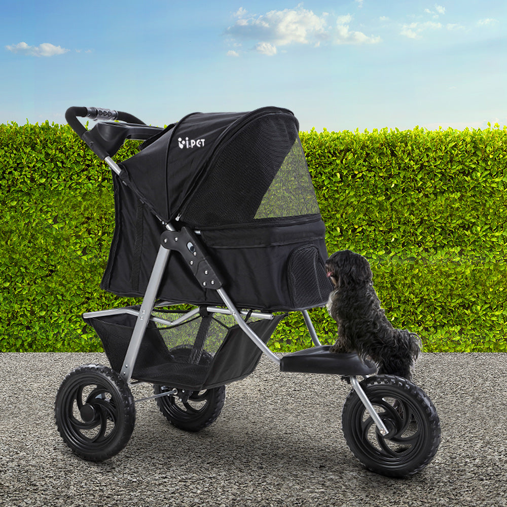 i.Pet Pet Stroller Dog Carrier Foldable Pram Large Black freeshipping - Awezingly
