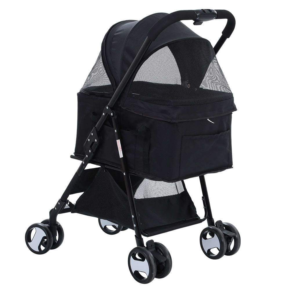 i.Pet Pet Stroller Dog Carrier Foldable Pram 3 IN 1 Middle Size Black freeshipping - Awezingly