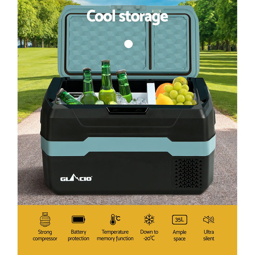 Glacio 35L Portable Fridge Freezer Fridges Cooler Camping 12V/24V/240V Caravan Glacio