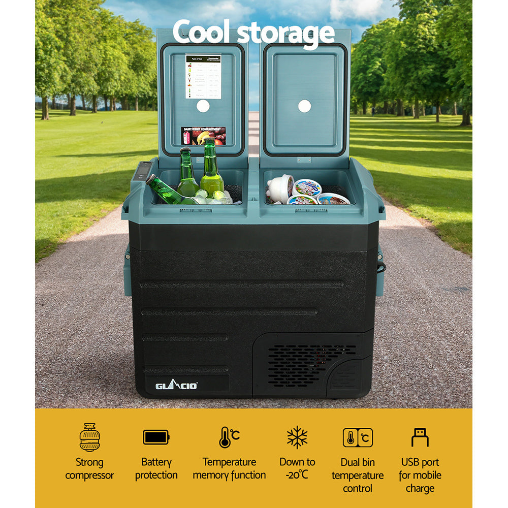 Glacio 60L Portable Fridge Freezer Fridges Cooler Camping 12V/24V/240V Caravan Glacio