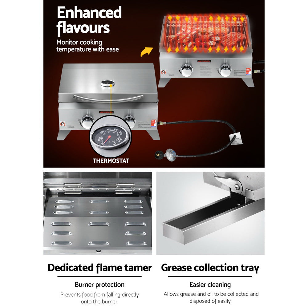 Grillz Portable 2 Burner Gas BBQ Grillz