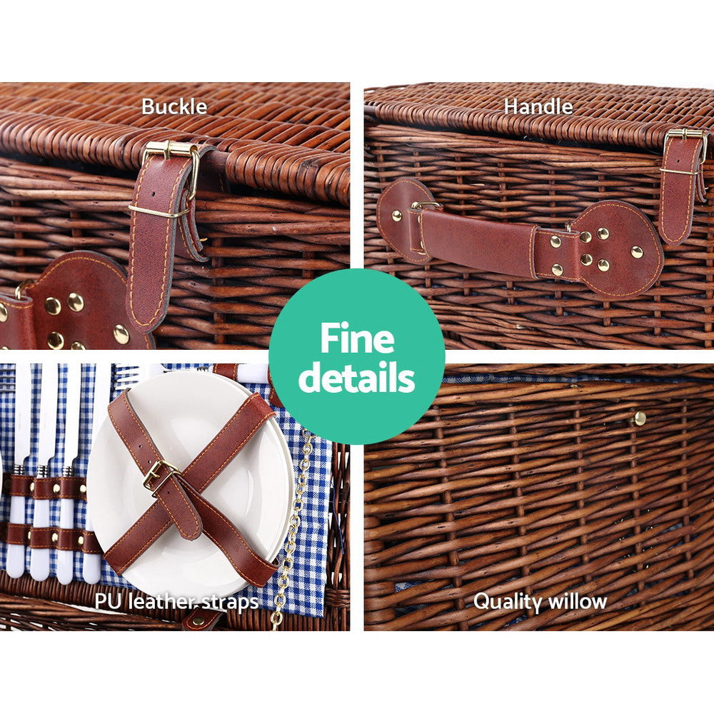 Alfresco 4 Person Picnic Basket Baskets Handle Outdoor Insulated Blanket freeshipping - Awezingly