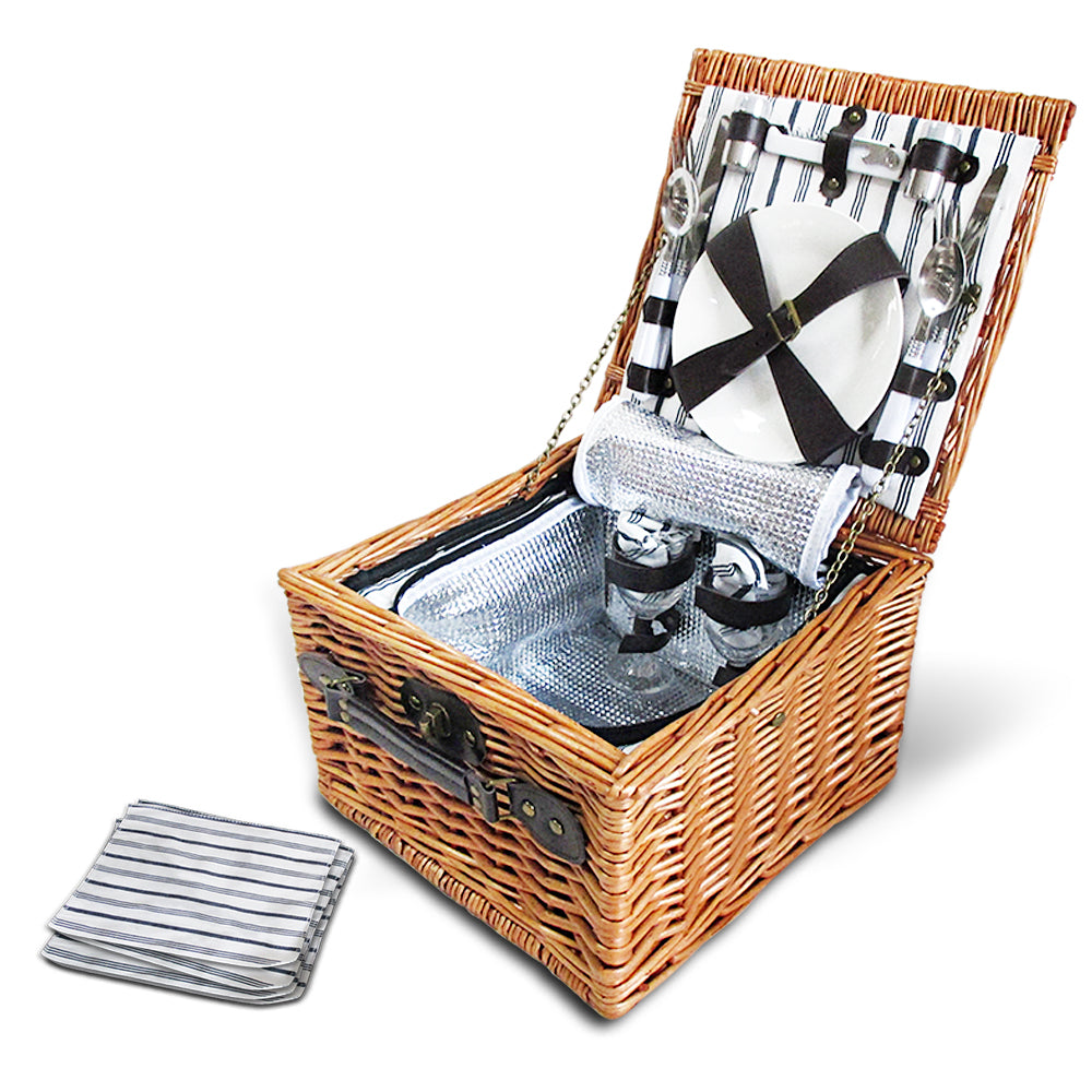 Alfresco 2 Person Picnic Basket Baskets Deluxe Outdoor Corporate Blanket Park freeshipping - Awezingly