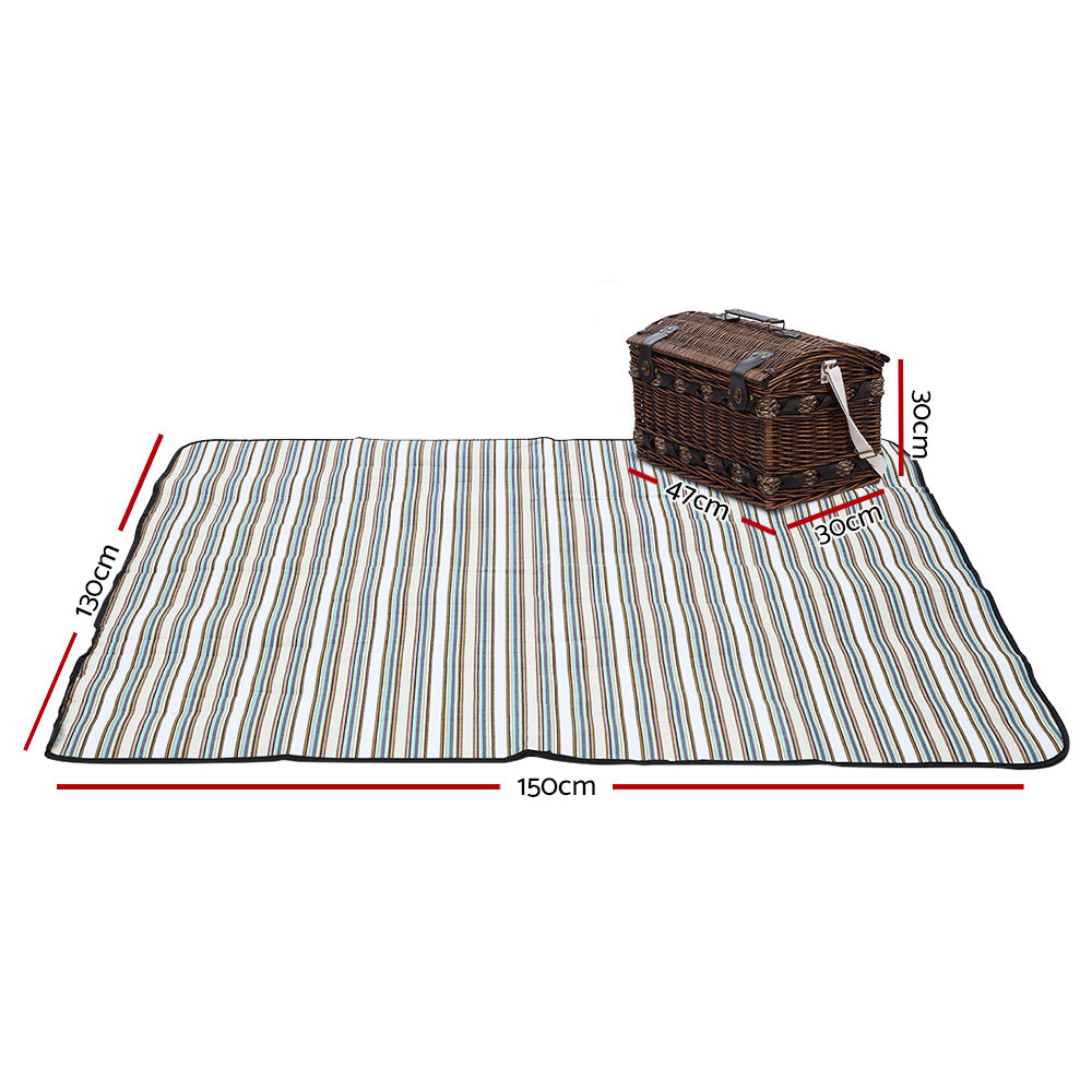 Alfresco 4 Person Wicker Picnic Basket Baskets Outdoor Insulated Gift Blanket freeshipping - Awezingly
