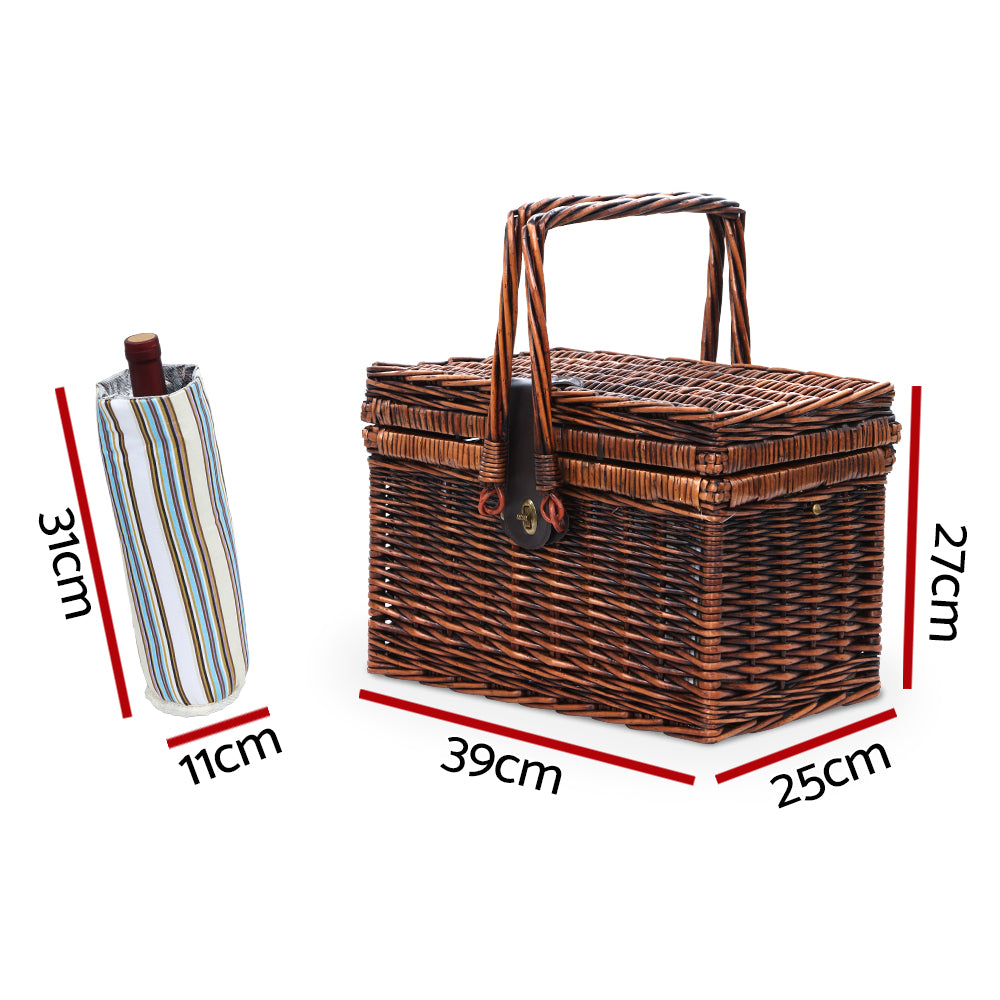 Alfresco Deluxe 4 Person Picnic Basket Set Folding Outdoor Insulated Liquor bag freeshipping - Awezingly