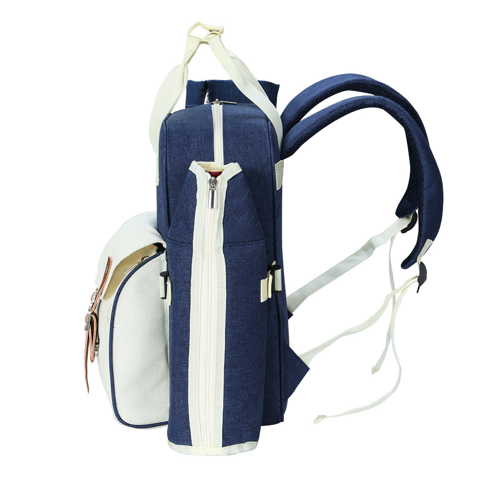 Alfresco Picnic Basket Backpack Set Cooler Bag 4 Person Outdoor Liquor Blue Alfresco