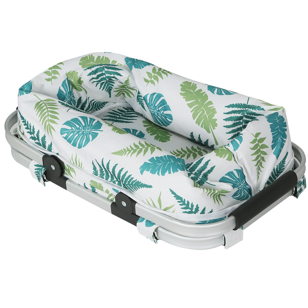 Alfresco Picnic Bag Basket Folding Hamper Camping Hiking Insulated White Alfresco
