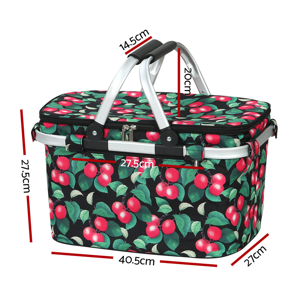 Alfresco Folding Picnic Bag Basket Cooler Hamper Camping Hiking Insulated Lunch Alfresco