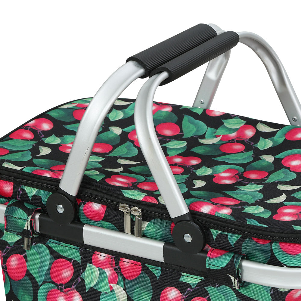 Alfresco Folding Picnic Bag Basket Cooler Hamper Camping Hiking Insulated Lunch Alfresco