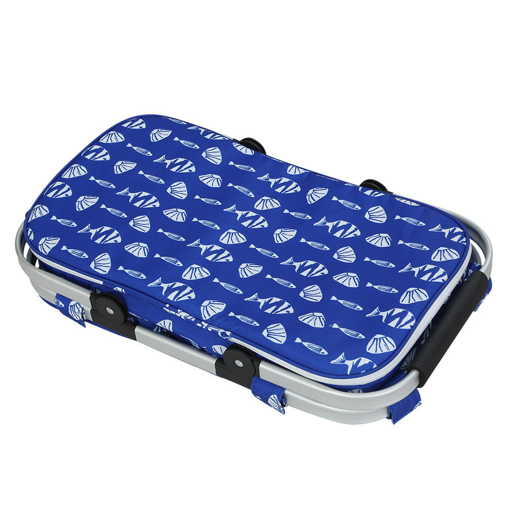 Alfresco Large Folding Picnic Bag Basket Hamper Camping Hiking Insulated Lunch Cooler Alfresco