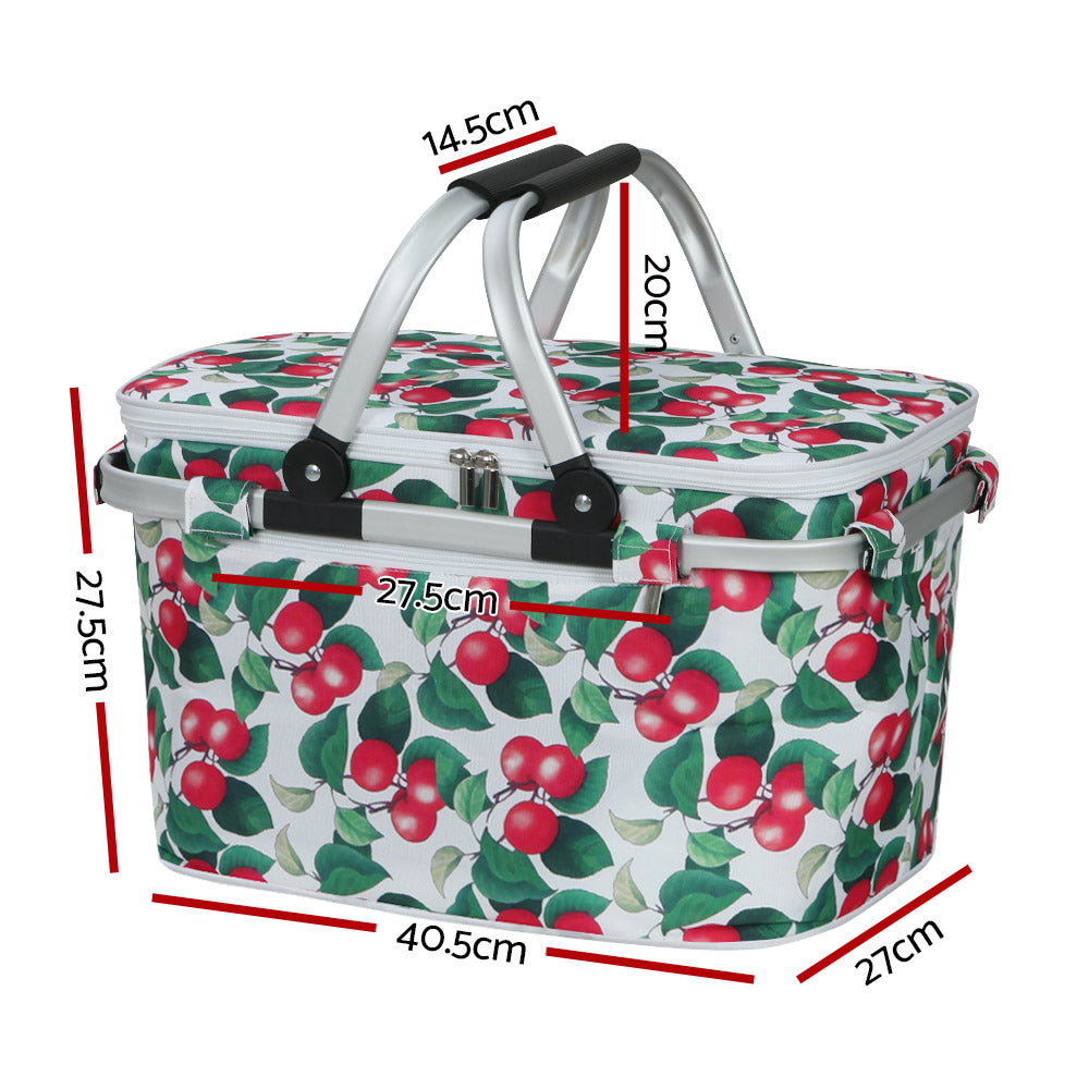 Alfresco Picnic Bag Basket Hamper Camping Hiking Insulated Lunch Cooler Folding Alfresco