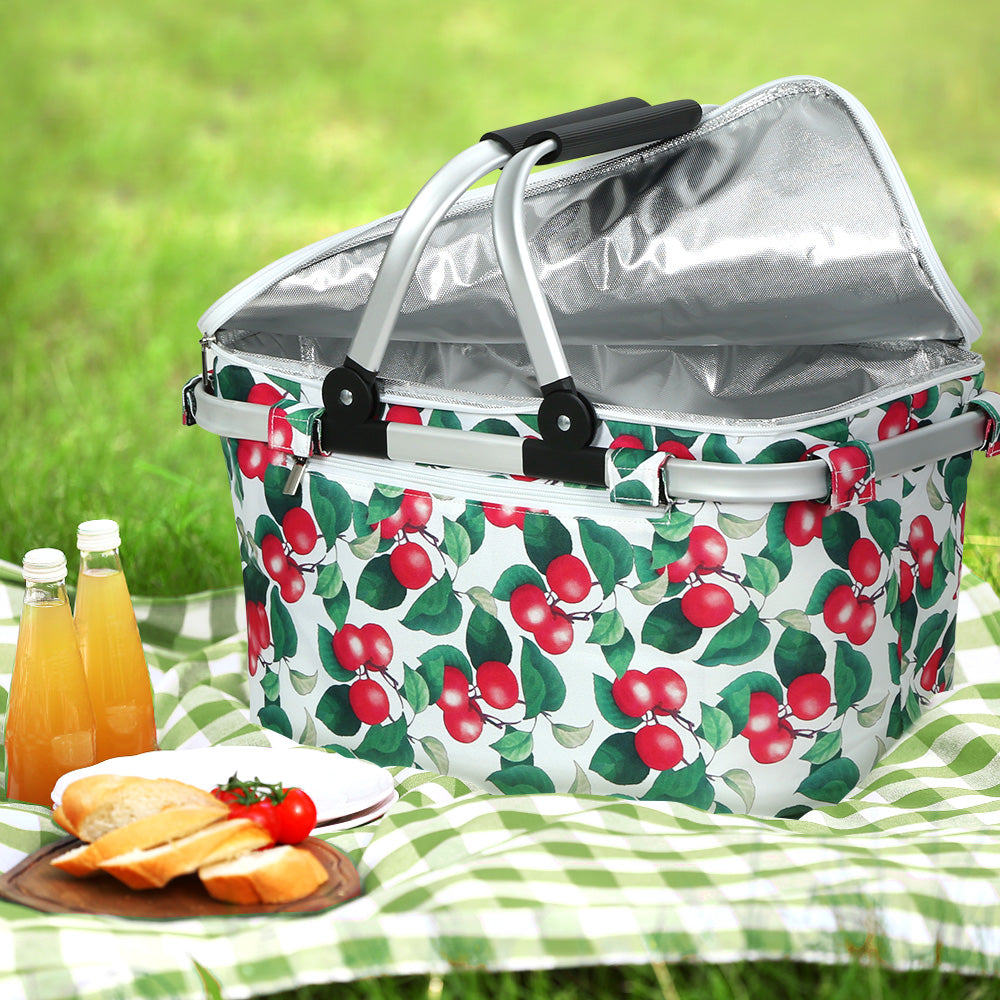 Alfresco Picnic Bag Basket Hamper Camping Hiking Insulated Lunch Cooler Folding Alfresco