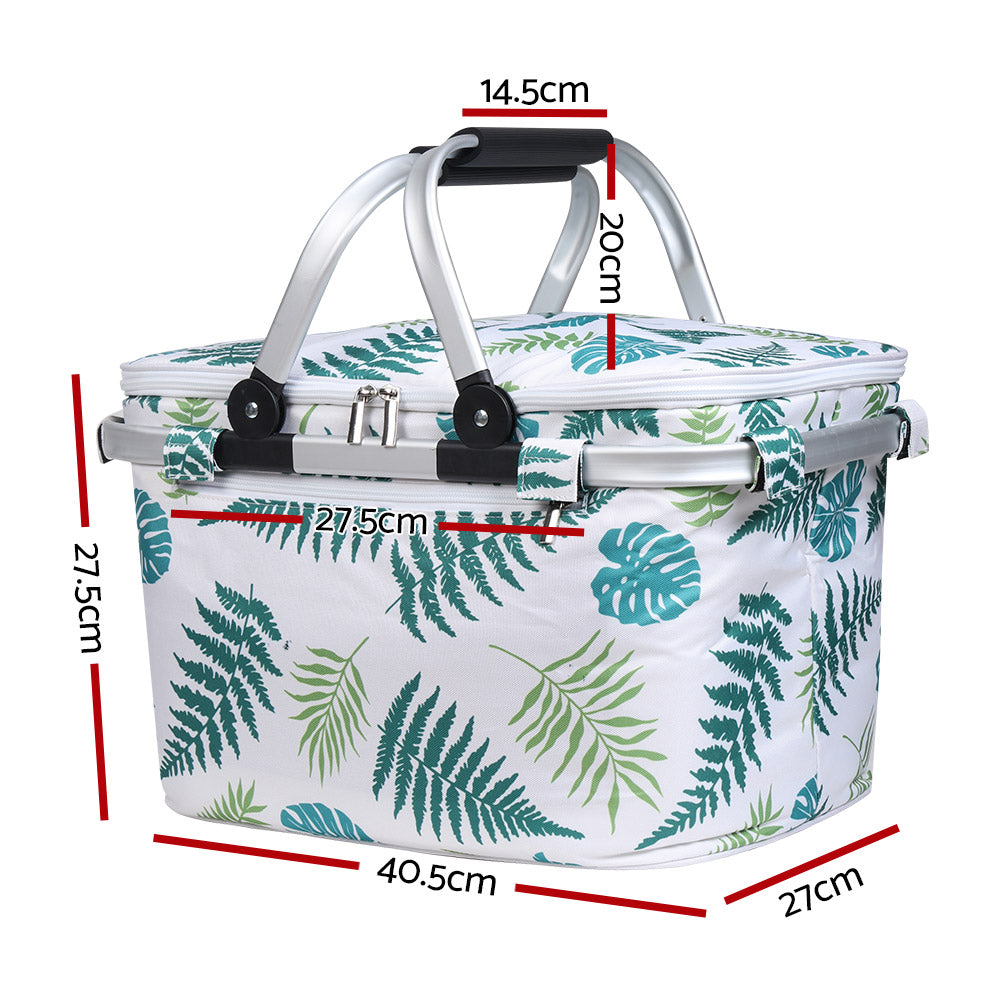Alfresco Folding Picnic Bag Basket Hamper Camping Hiking Insulated Lunch Cooler Alfresco