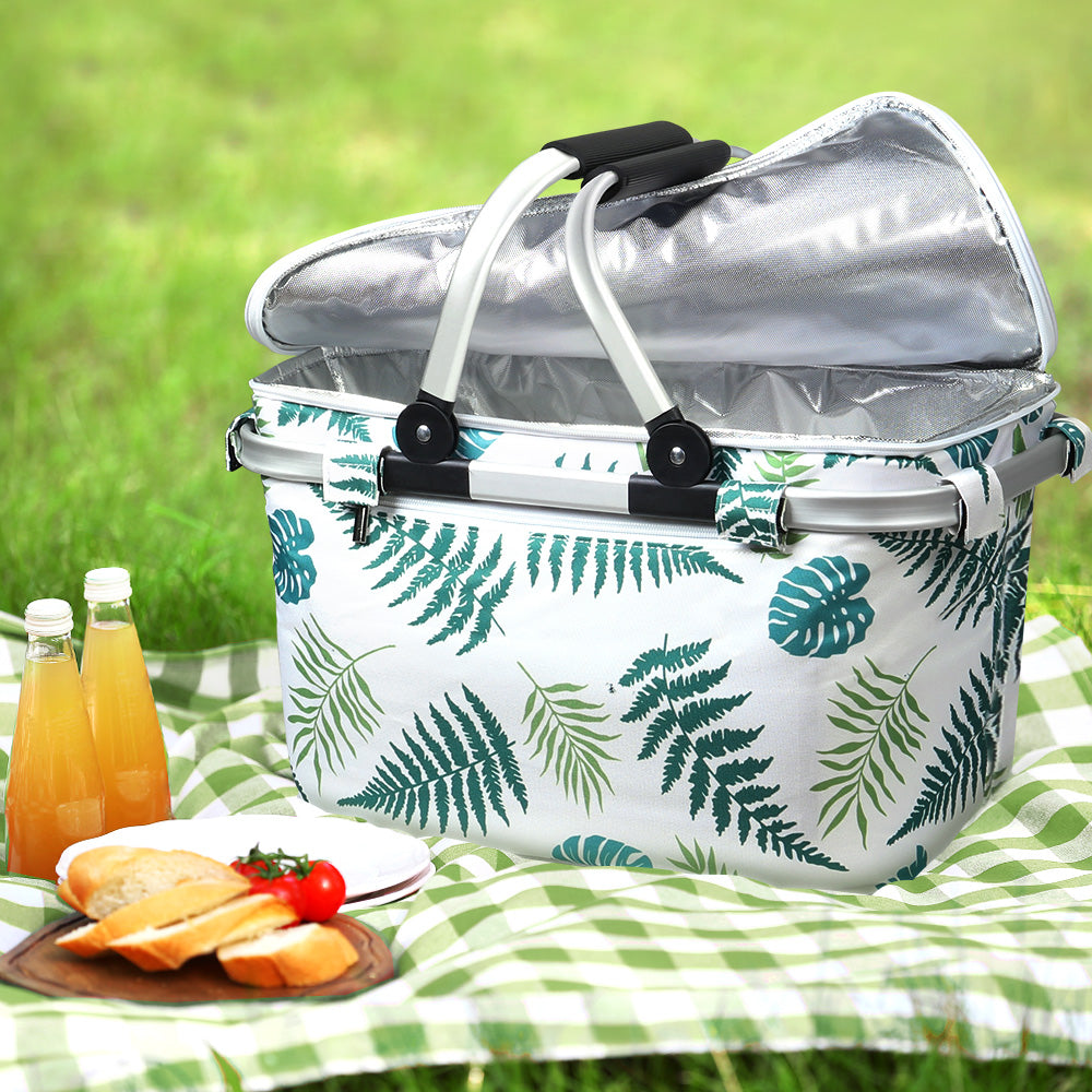 Alfresco Folding Picnic Bag Basket Hamper Camping Hiking Insulated Lunch Cooler Alfresco
