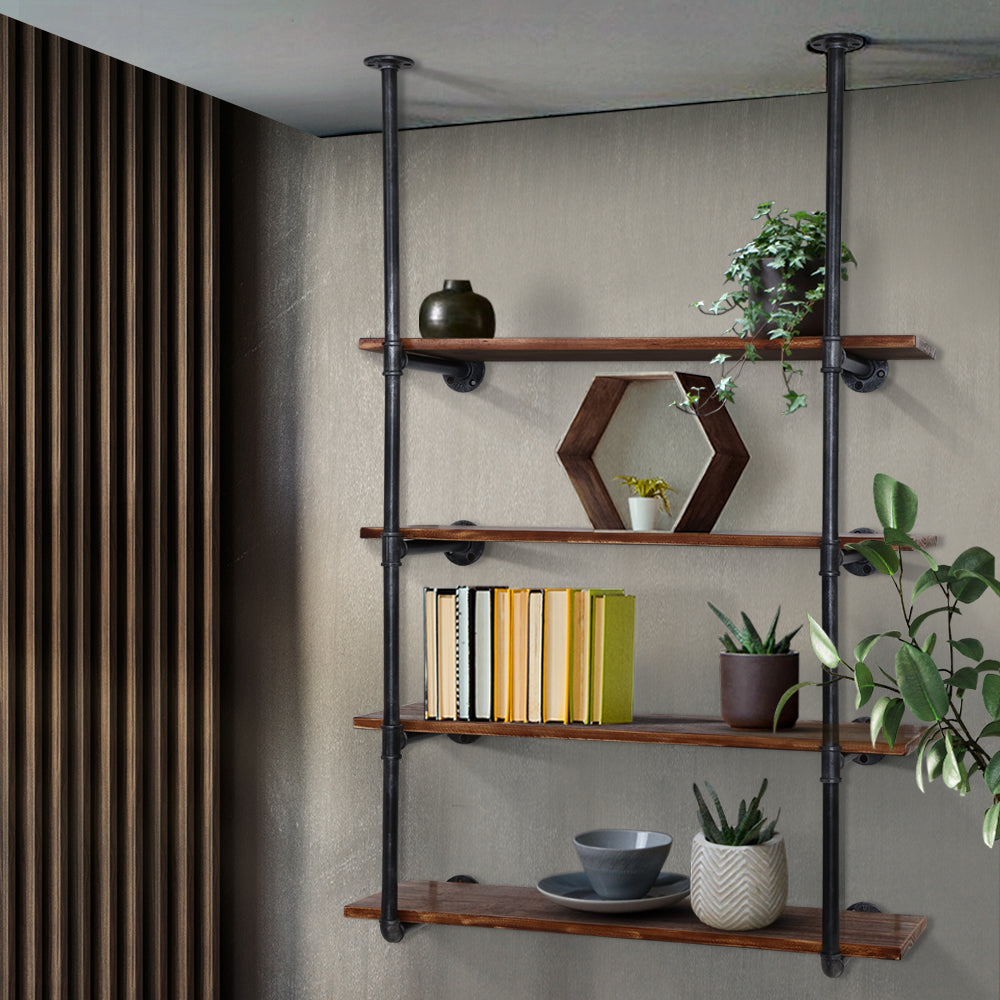 Artiss Industrial DIY Pipe Shelf Rustic Floating Wall Display Shelves Brackets Artiss