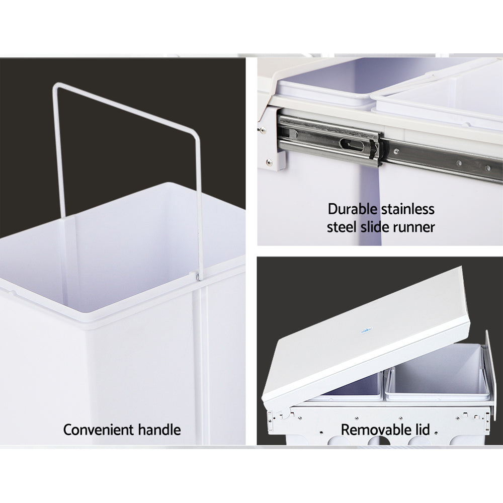 Cefito 2x15L Pull Out Bin - White freeshipping - Awezingly