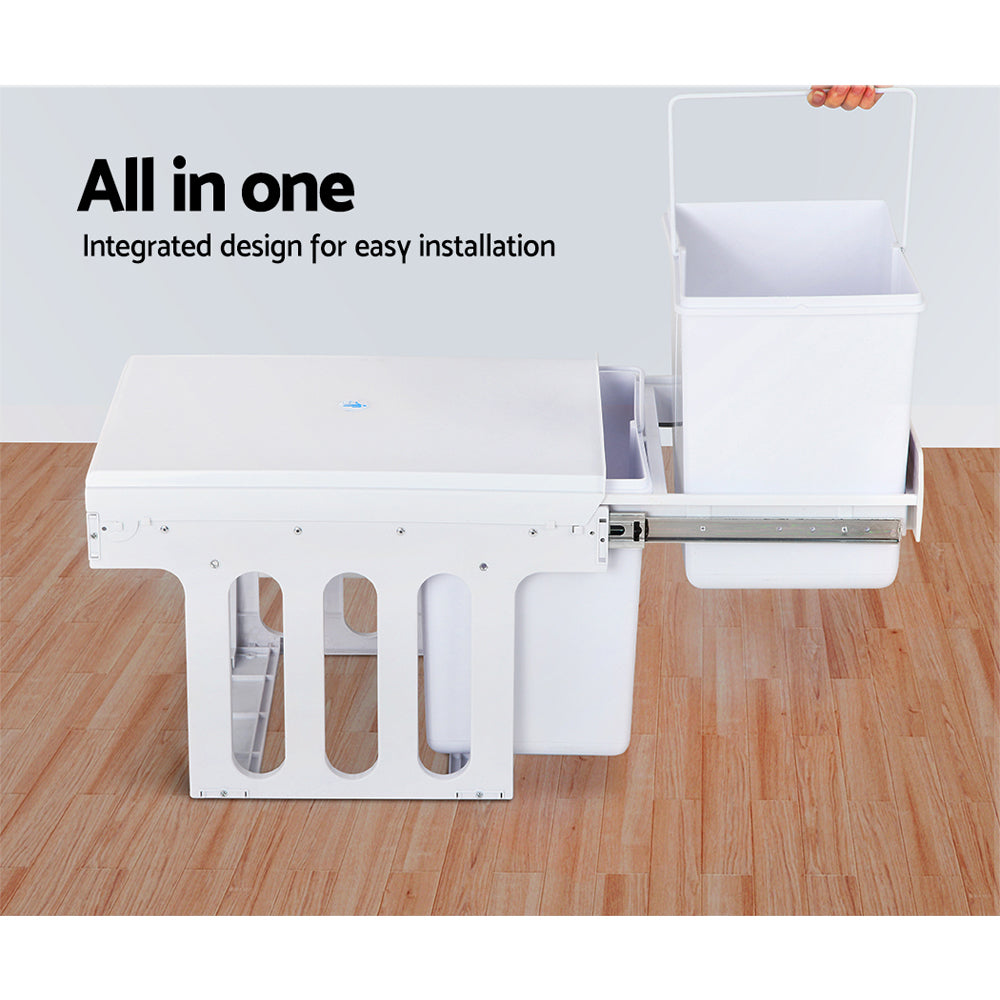 Cefito 2x15L Pull Out Bin - White freeshipping - Awezingly