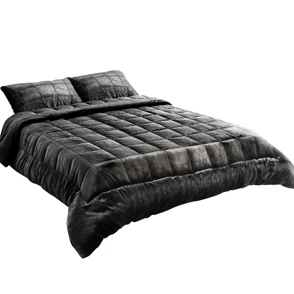 Giselle Bedding Faux Mink Quilt King Size Charcoal Giselle Bedding