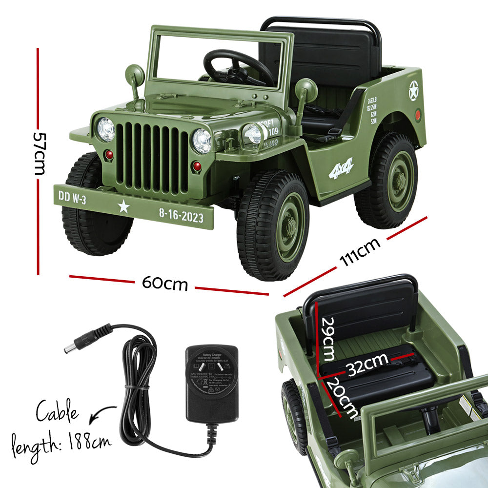 Rigo Kids Ride On Car Off Road Military Toy Cars 12V Olive RIGO
