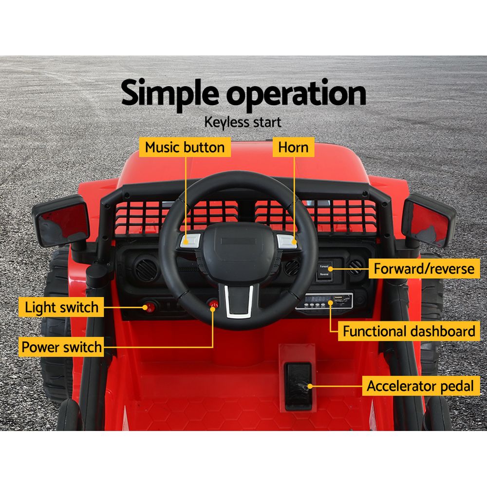 Rigo Kids Ride On Car Electric 12V Car Toys Jeep Battery Remote Control Red Rigo