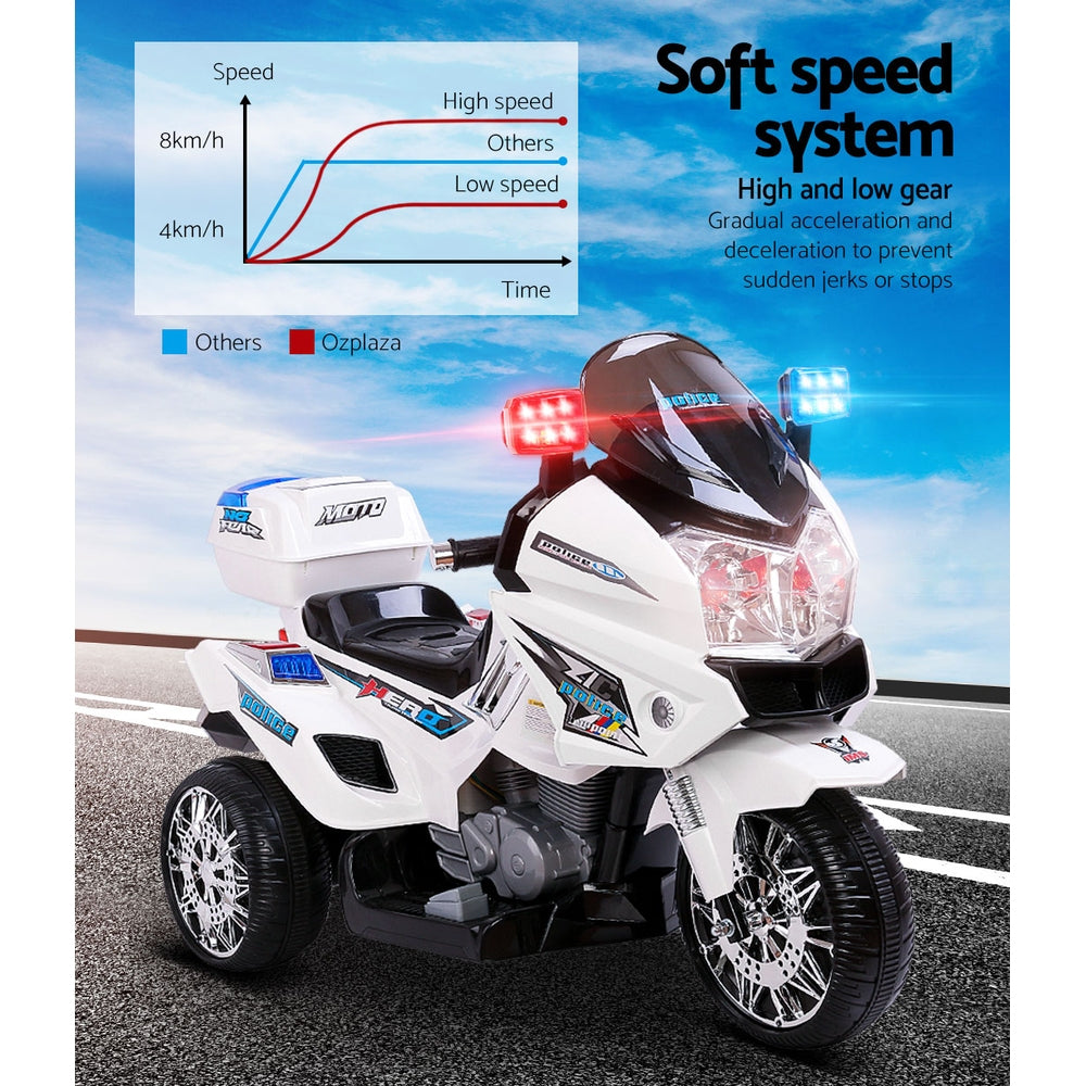 Rigo Kids Ride On Motorbike Motorcycle Car White RIGO