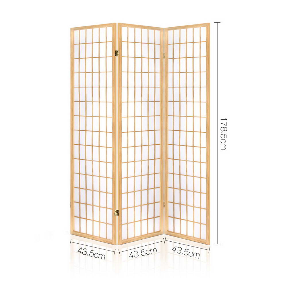 Artiss Room Divider Screen Wood Timber Dividers Fold Stand Wide Beige 3 Panel Artiss