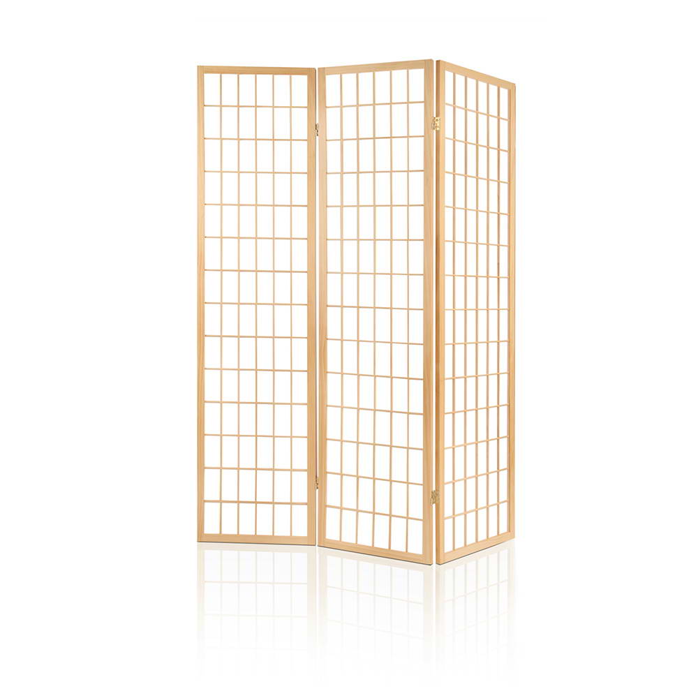 Artiss Room Divider Screen Wood Timber Dividers Fold Stand Wide Beige 3 Panel Artiss