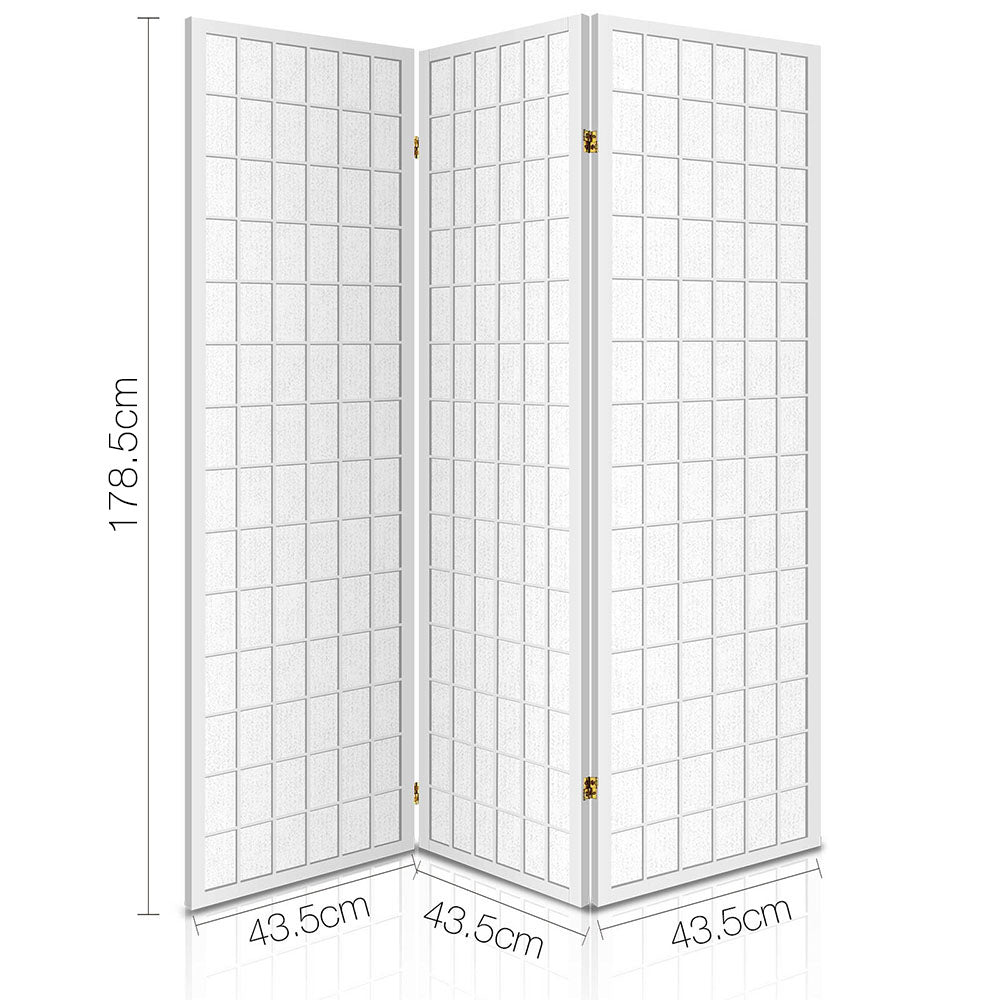 Artiss Room Divider Screen Wood Timber Dividers Fold Stand Wide White 3 Panel Artiss